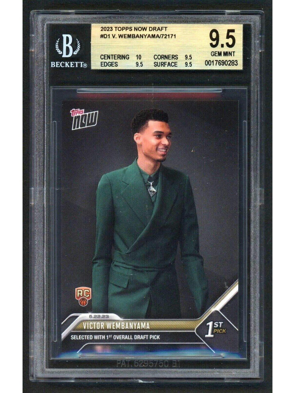2023 Topps Now #D1 Victor Wembanyama 1st  Pick Rookie RC Spurs BGS 9.5 Gem Mint